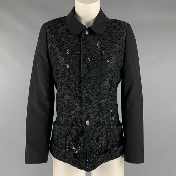 COMME des GARCONS Size S Black Wool Lace Jacket - Picture 1 of 7